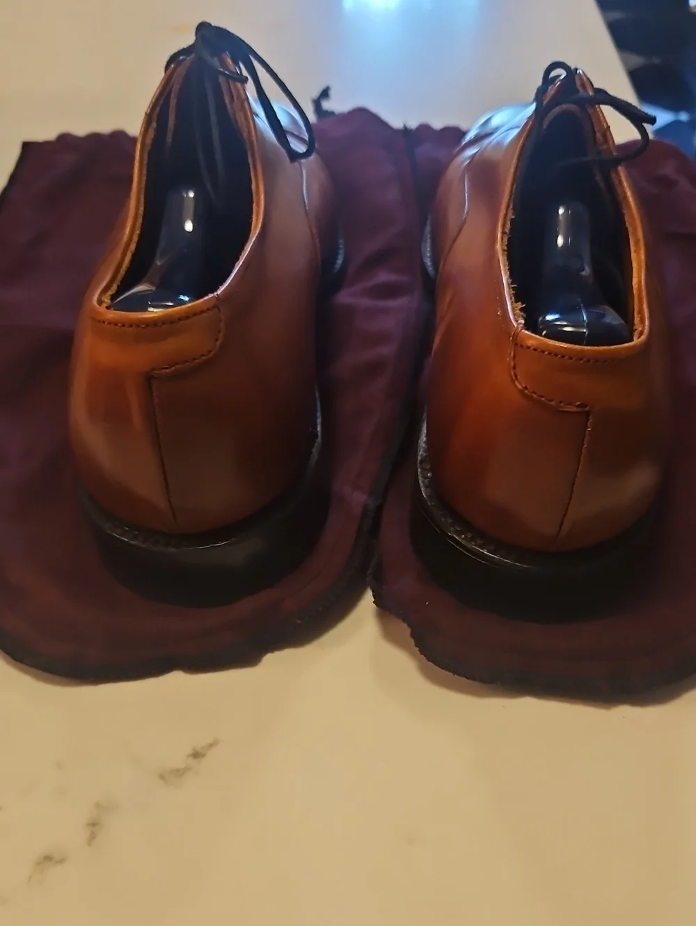 Allen Edmonds Tan Leather Cap-Toe Derby Shoes